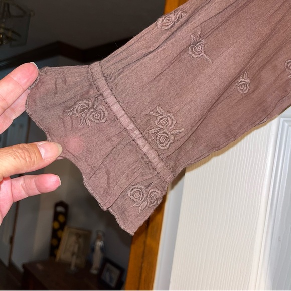 Kyla Seo Cotton Semi Sheer Embroidered Button Down Blouse - Picture 7 of 12